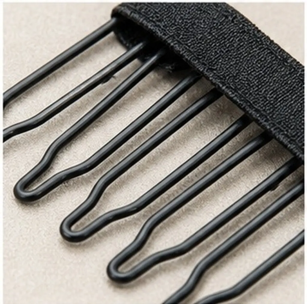 12Pcs Net Comb Clip for Wigs Steel Tooth 6-Prong Snap Fastener for Lace Caps Hair Extensions Salon Mask Tool Fixing