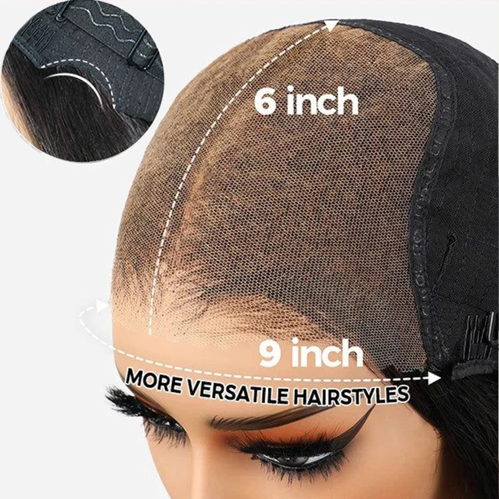 9x6 Glueless Lace Closure Straight Human Hair Wigs 40 46 48 Inches Bleach Knots Brazilian Remy Human Hair for Women 250 Density