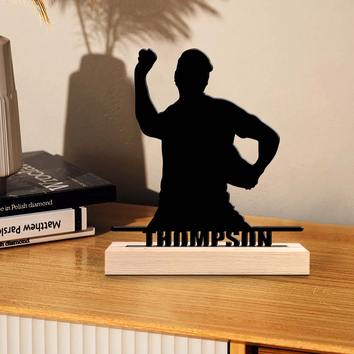 1pc Personalized Metal Artwork Custom Name Equipped with Wooden Base Modern Rural Home Desktop Decorations
