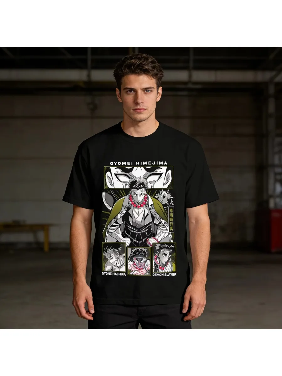 

Новая популярная футболка Demon Slayer 2026 с принтом Гёмэй Химеджимы, Каменного Хаширы, Музана, Танджиро, дышащая, повседневная, для мужчин и женщин