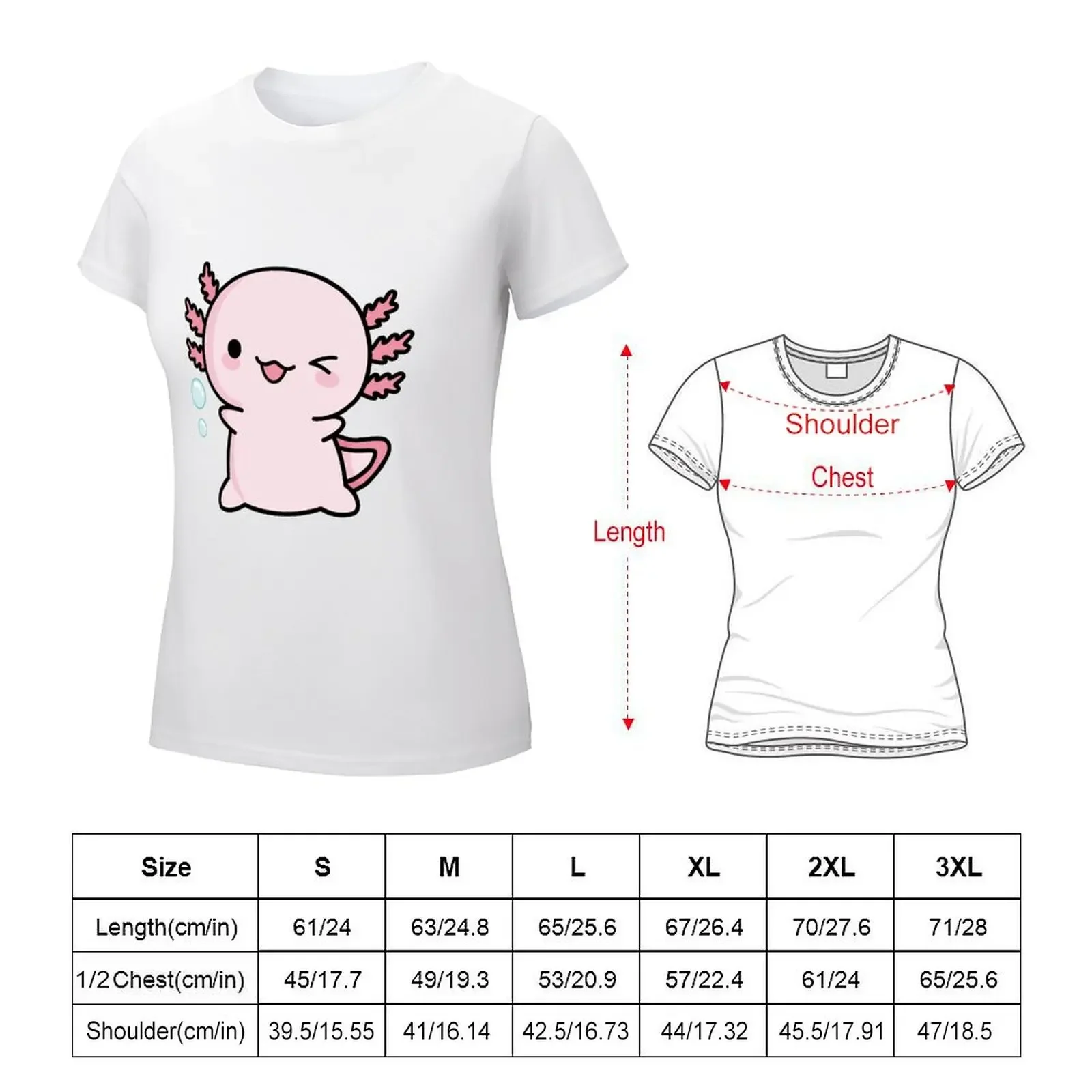 Copia de Cute Axolotl Salute T-shirt animal print shirt for girls Short sleeve tee female black t-shirts for Women