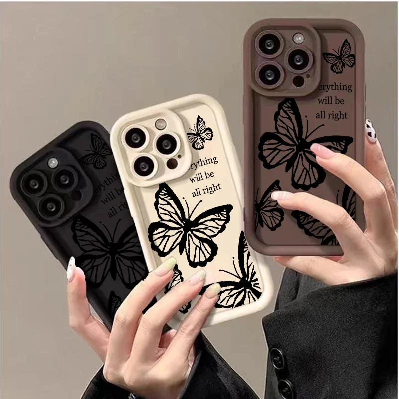 حافظة فراشة سوداء لهاتف موتورولا موتو إيدج 40 نيو 50 برو 50 فيوجن 5G G84 G14 G04 G32 G35 G52 G30 G60S G53 G22 E13 E14 غلاف