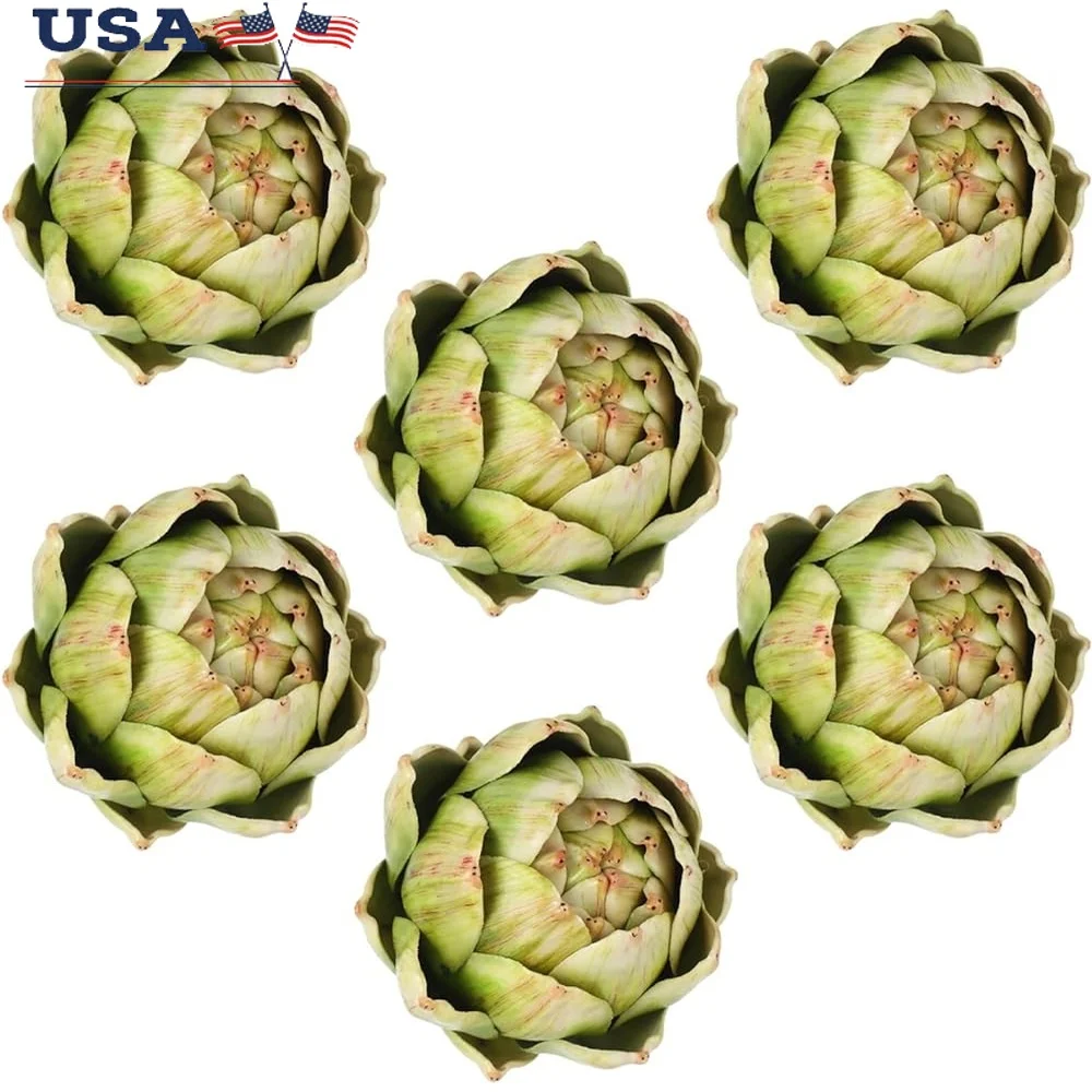

6 Pcs Green Artificial Artichokes Decorative Fruits Summer Kitchen Wedding Centerpiece Faux Vegetables Home Decor