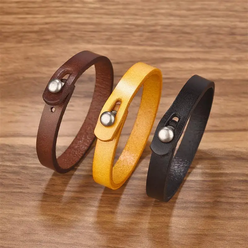 New Fashion Genuine Leather Wrap Cord Cuff Bracelet For Hand Wrist Wristband Men Woman Punk Bangle Couple Bracelet Jewelry Gift