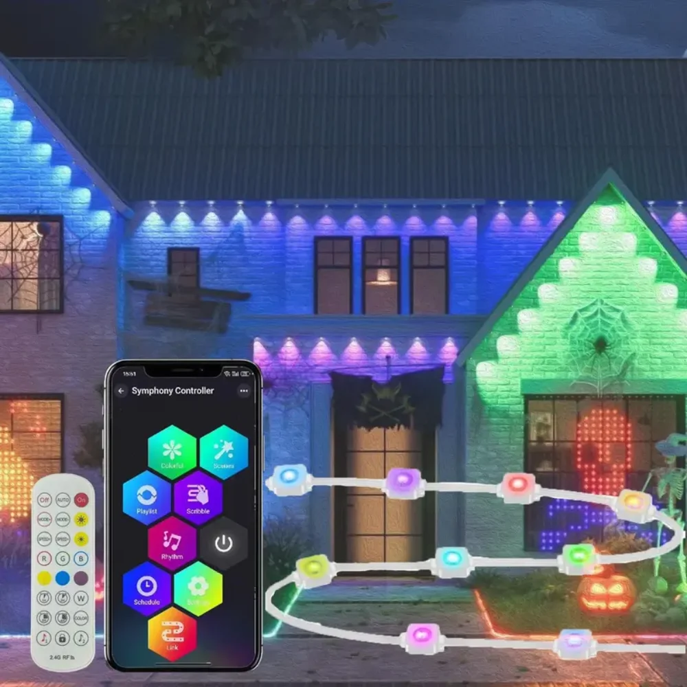 

Уличные светодиодные RGB-ленты 15 м, 30 LED, с управлением через приложение и голосом, 3-стороннее управление, IP67, водонепроницаемые, для самостоятельной установки, 1 шт.