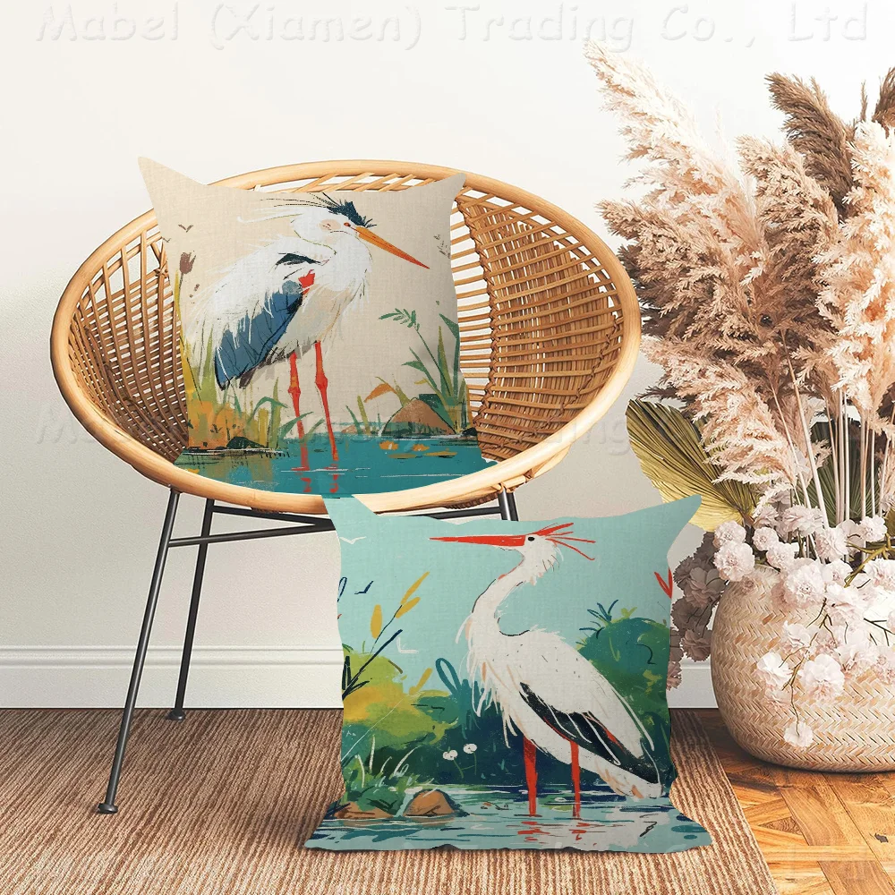 Egret Personalized Pillow Cover Kids Bedroom Wild Party Decor Pillowcase Kid Birthday Shower Gift