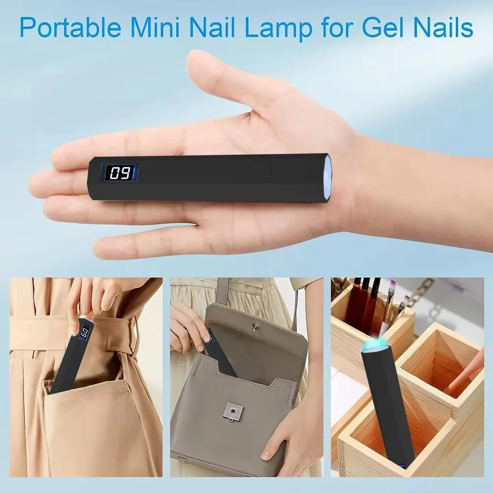 TYPE-C Pen-stijl nagellamp 180 mAh Mini UV-licht met 2 timers 20 s/60 s met LED-display Gellakdrooglamp voor gelnagels