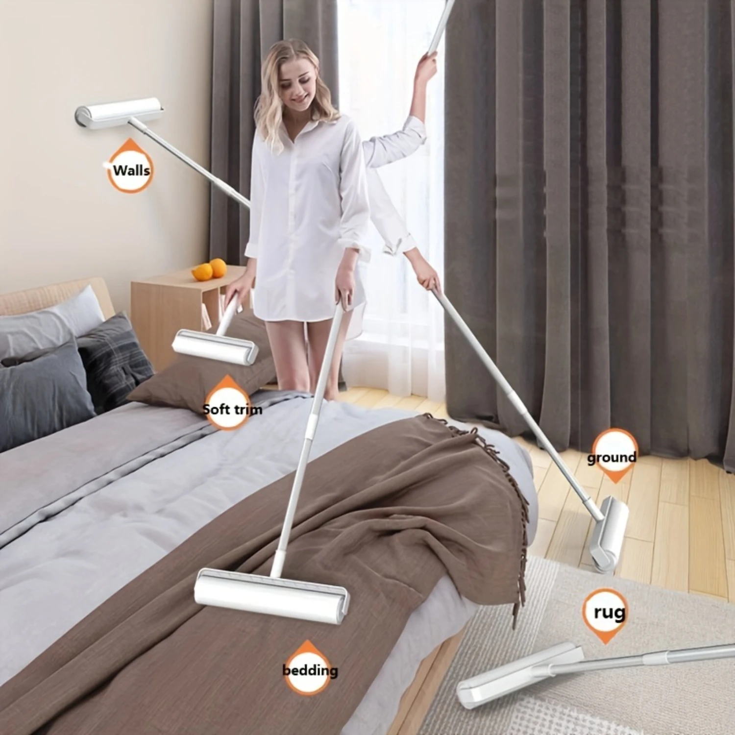 

Телескопические насадки для валиков с удлинителем — средство для удаления шерсти собак и кошек, очень липкий, портативный — 30 листов в рулоне