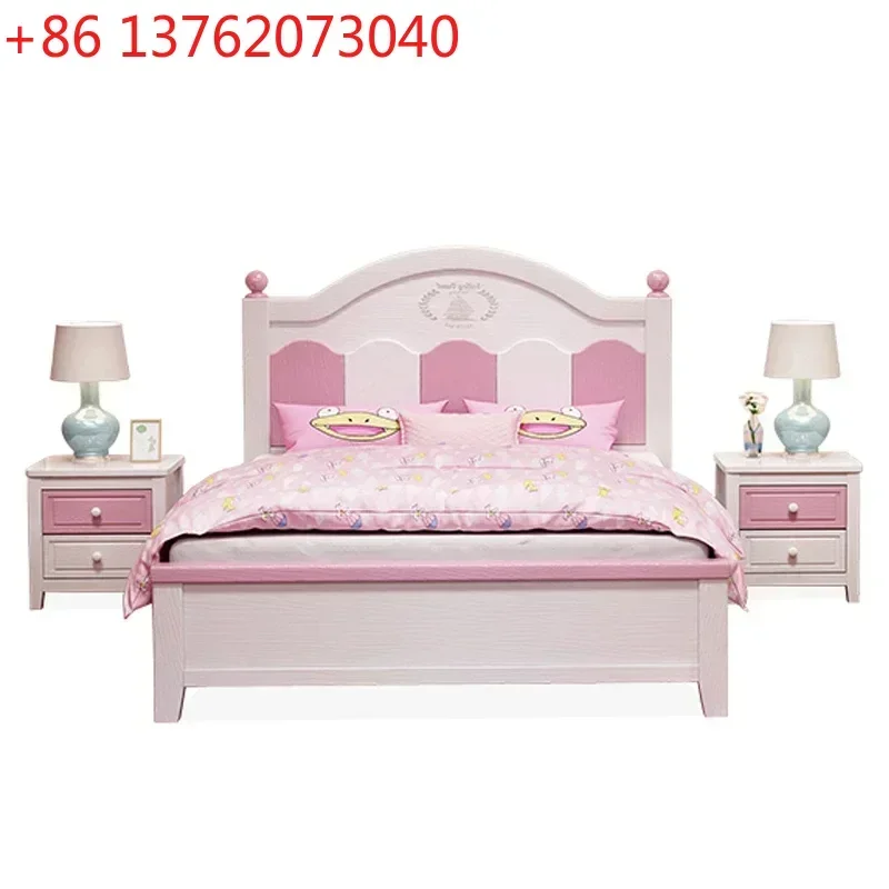 

Детский спальный гарнитур для девочек в стиле принцессы, современная розовая деревянная кровать, односпальная кровать для детей, розовая детская комната для девочки