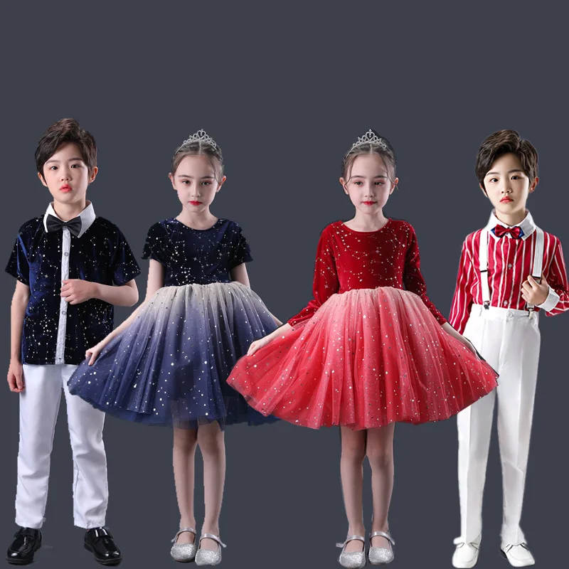 

New Children's Chorus Performance Dress for Male and Female Primary and Secondary School Students Poetry Recitation Dress