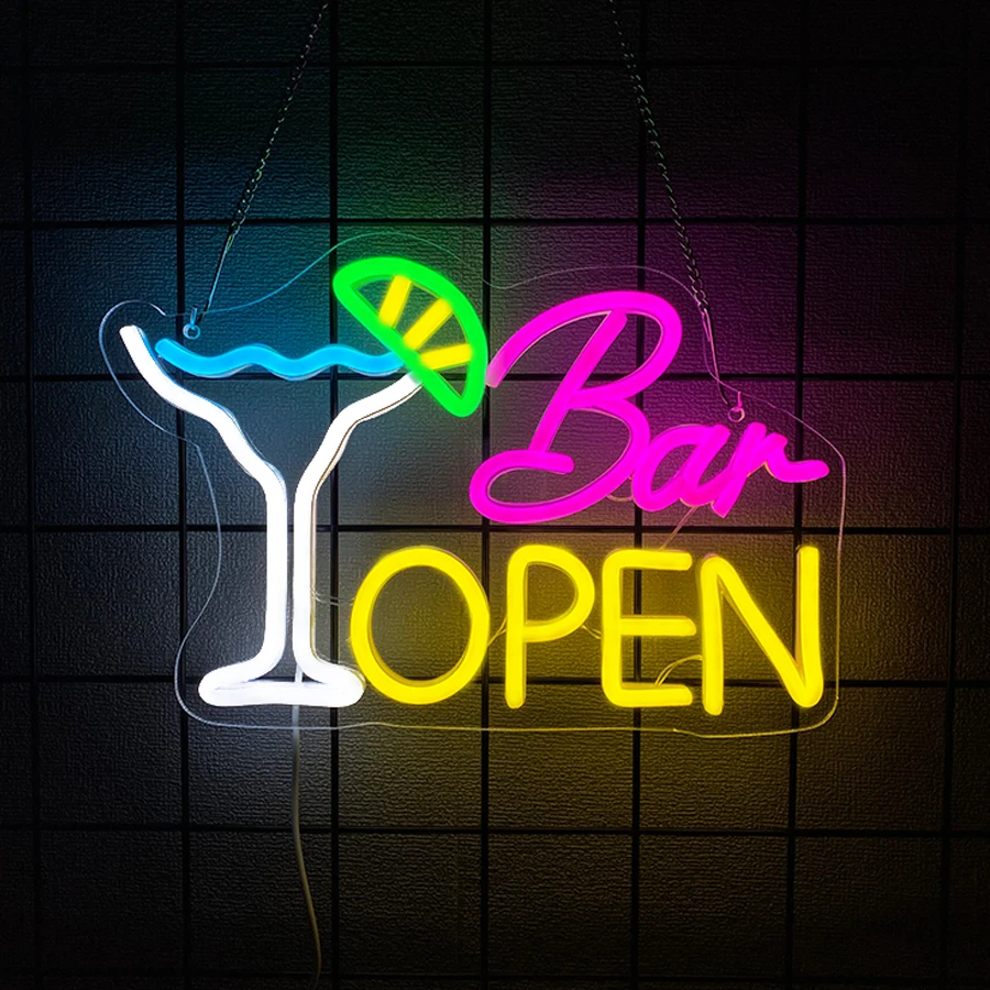 Bar Open Neon Sign Open Beer Led Wall Light for Business, USB Neon Light for Beer Bar Pub Party Man Cave Home Decoration