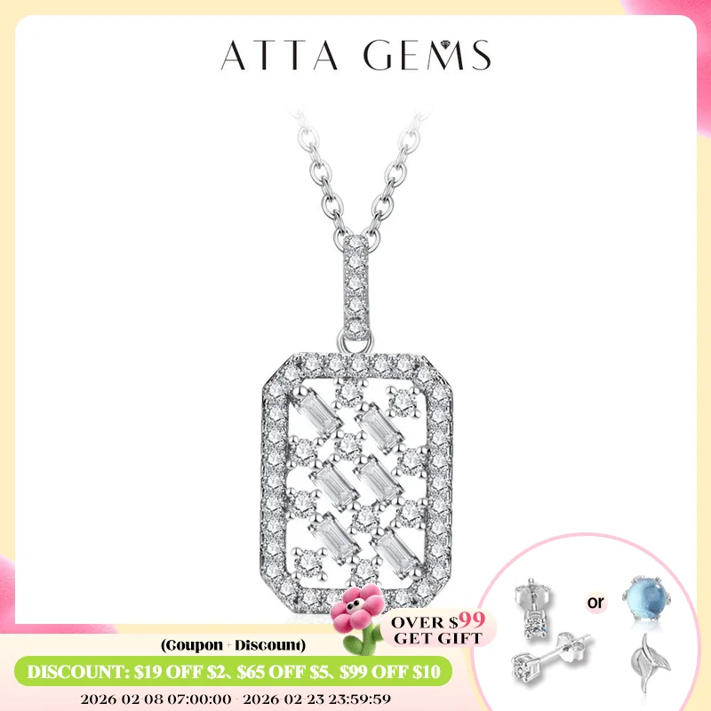 

ATTAGEMS Solid S925 Silver Full Moissanite Necklace for Women D VVS1 Diamond Sparkling Pendent Engagement Luxury Fine Jewelry