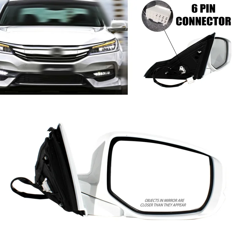 

For Honda Accord 2013 2014 2015 2016 1 pc Right Side White Painted 6 Pins Rear Mirror Assembly American Version