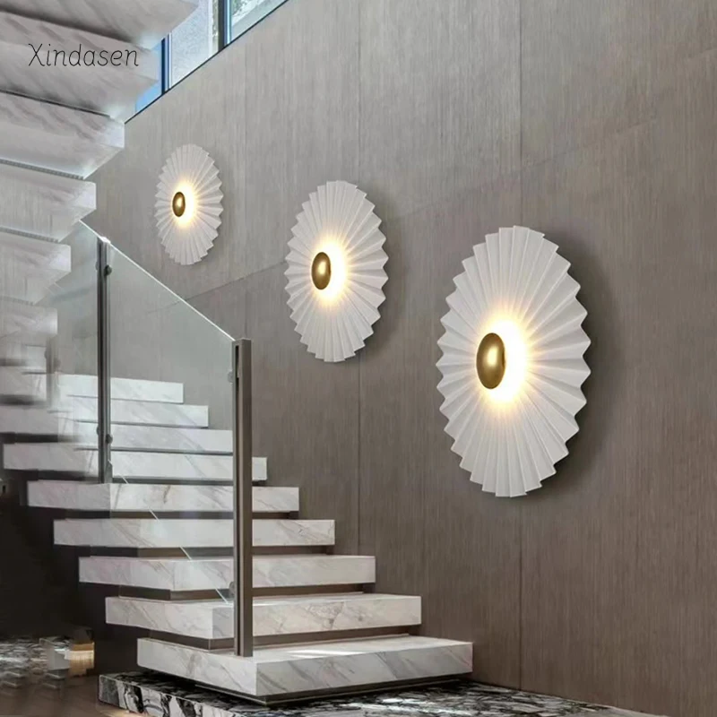 Modern Creative Fan Led Wall Lamp Minimalist Bedroom Bedside Wall Sconce Led Lights Living Room TV Background Stairs Wall Light