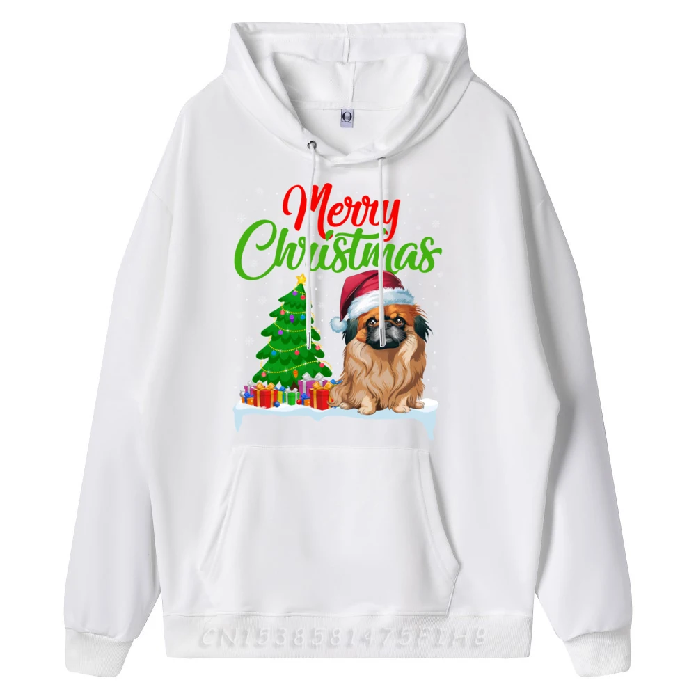 Pekingese Dog Christmas Tree Lights Xmas Pekingese Dog Lover Grahpic Tee Hoodie Summer Hoodie Men