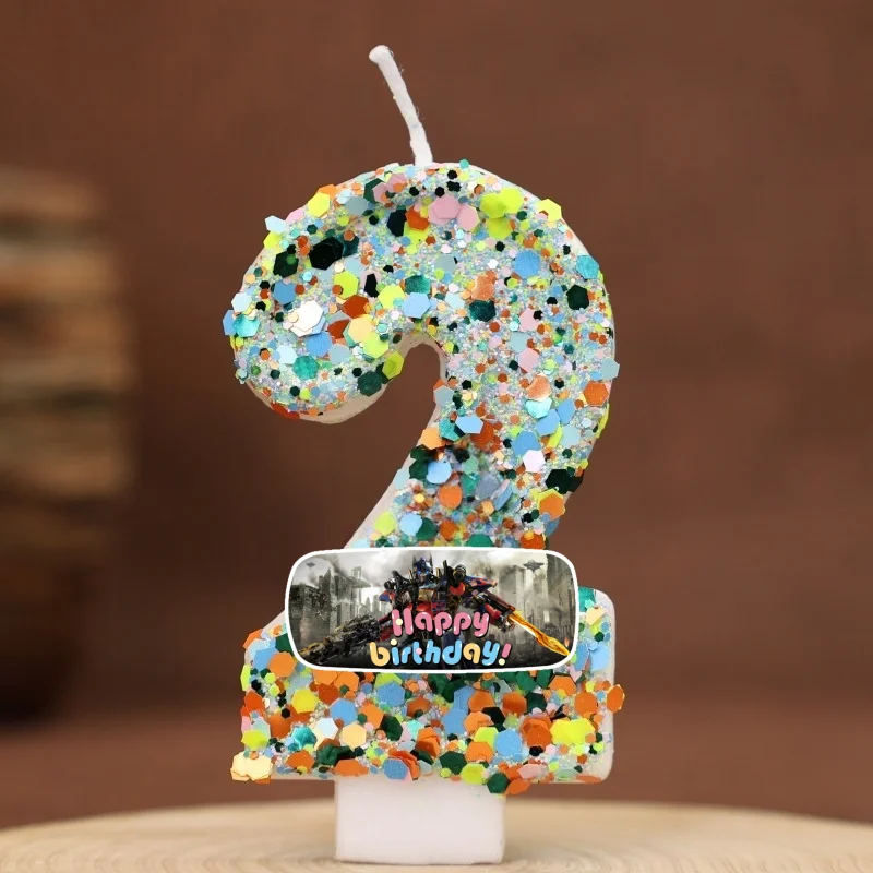 Transform Robot Digital Candle Number 0-9 Kids Birthday Cake Decoration Supplies Cartoon Anime Party Accessories Supplies - view 2