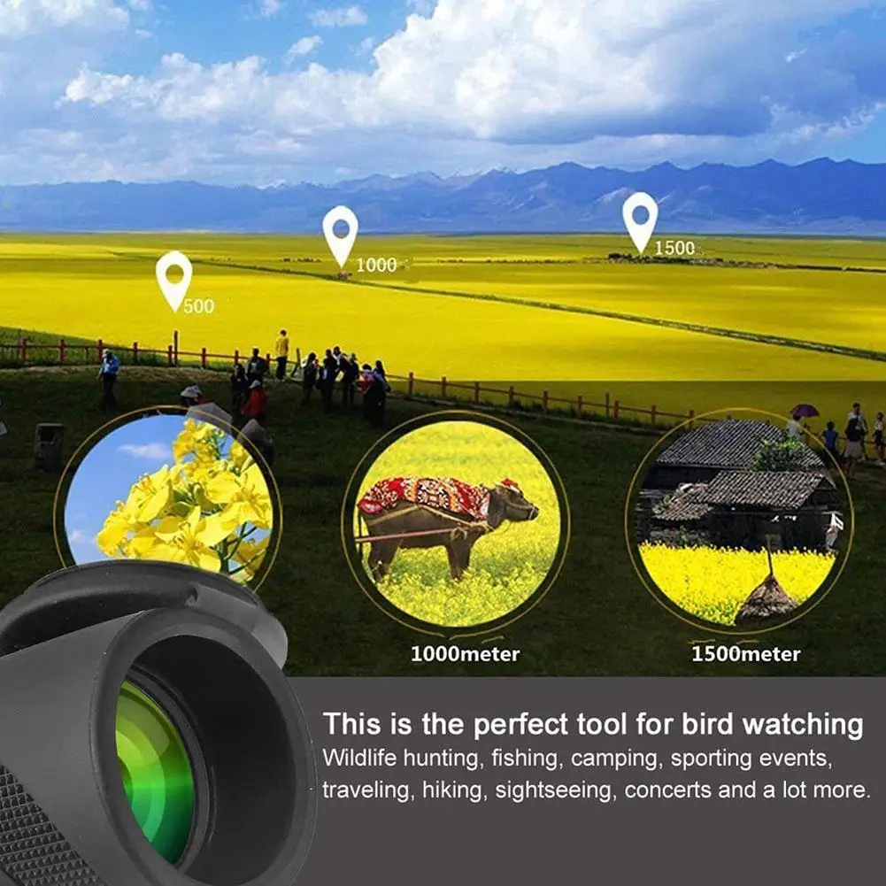 10X Monocular Telescope Lightweight Portable Monocular Optical Lens Multi-function Monocular for Bird Observing