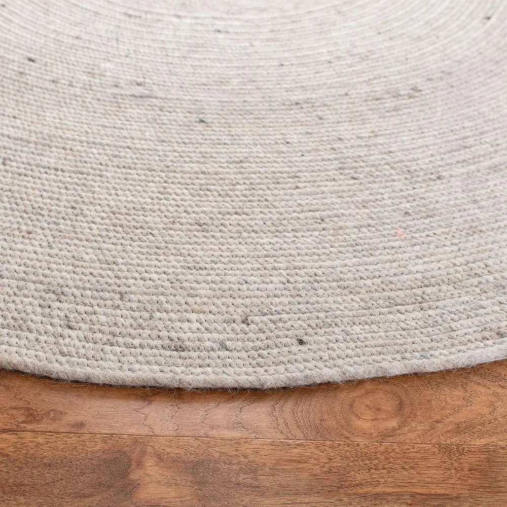 4' x 6' Beige Reversible Wool Rug, Handcrafted Cottage Style for Entryway, Living Room, and Kitchen