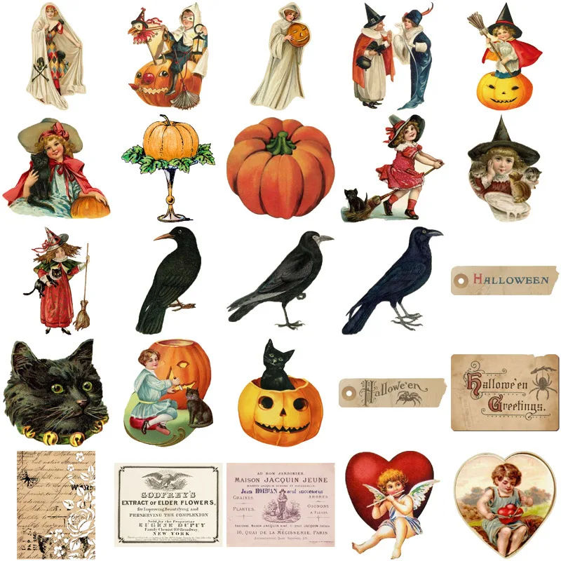 10/30/50PCS Retro Horror Halloween Pumpkin Cartoon Sticker DIY Phone Laptop Luggage Skateboard Graffiti Decals Fun for Kid Toy