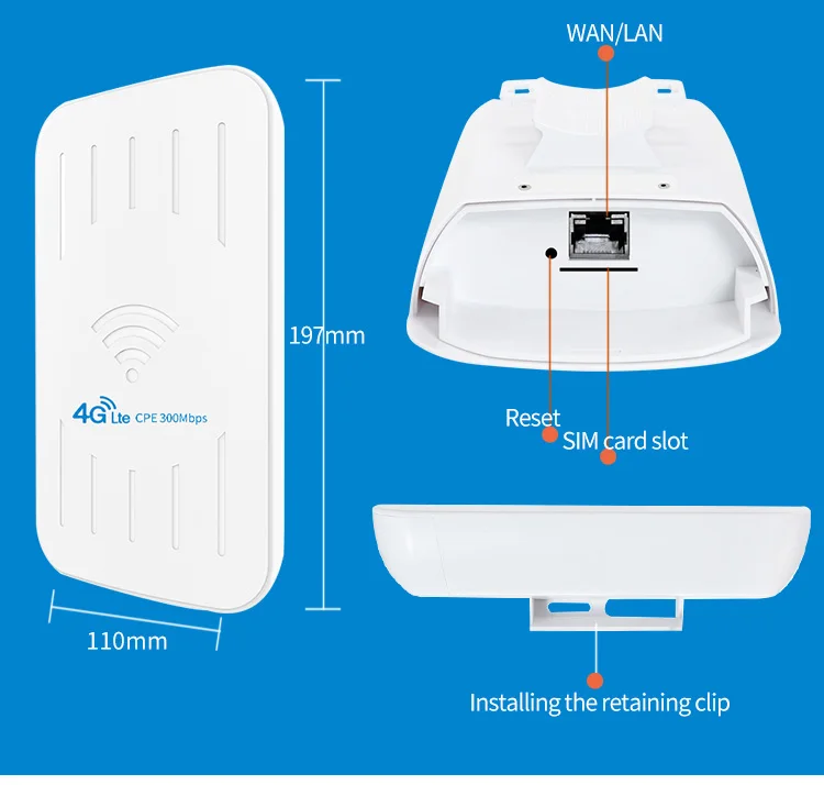 EATPOW Waterproof Outdoor 4G WiFi Router 300Mbps Wifi Extender with SIM Card 3G/4G LTE Router Long Range 100M 32 Users