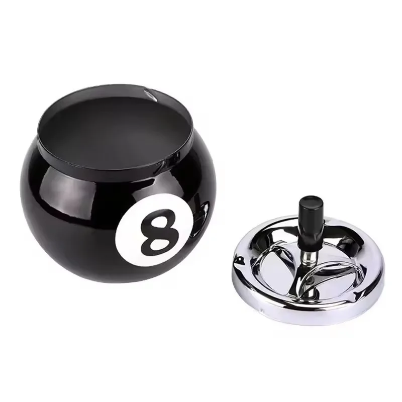 

New 8 Ball Design Billiards Ashtray - Iron Windproof with Lid, Decorative Cigar Ashtray for Home Hotel Office