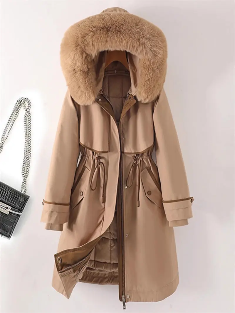 6XL Detachable Liner Down Cotton Winter Women's Jacket Parka 2023 Fashion Warm Fur Collar Hooded Long Overcoat Windbreaker z2866