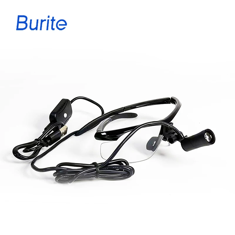 ไฟส่องศีรษะแบบ LED สำหรับทันตกรรม รุ่น Burite 3W ปี 2026 พร้อมแว่นขยายแบบสองตา ใช้สำหรับการผ่าตัดทางการแพทย์ ชาร์จไฟได้
