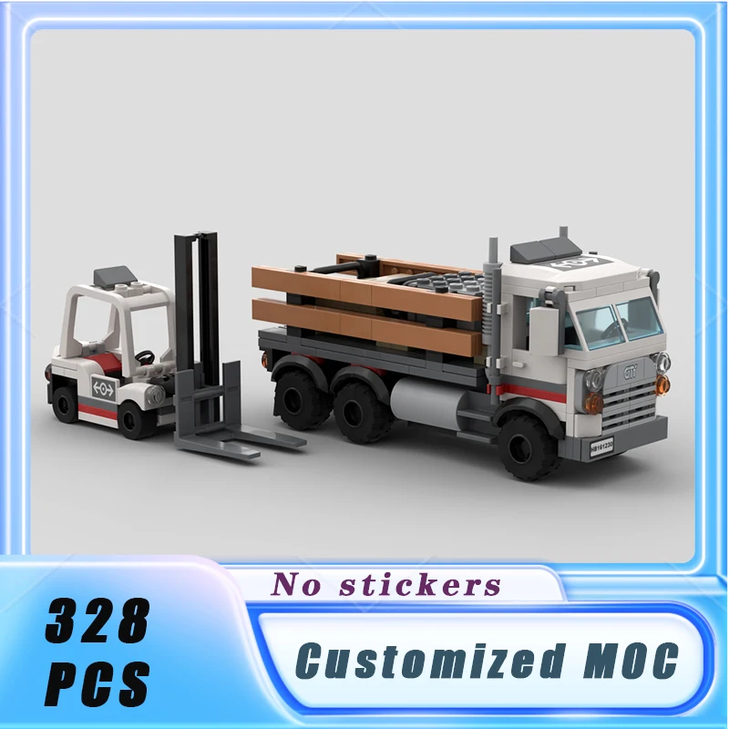 Classic City Vehicle Stake Bed Truck & Forklift Building Blocks Model Bricks Assemble Display  Children's Toys Gifts 328PCS