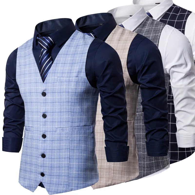 

Vest New Seasonal Suit Vest Groom's Wedding Work Suit Vest European and American Fashion Trend