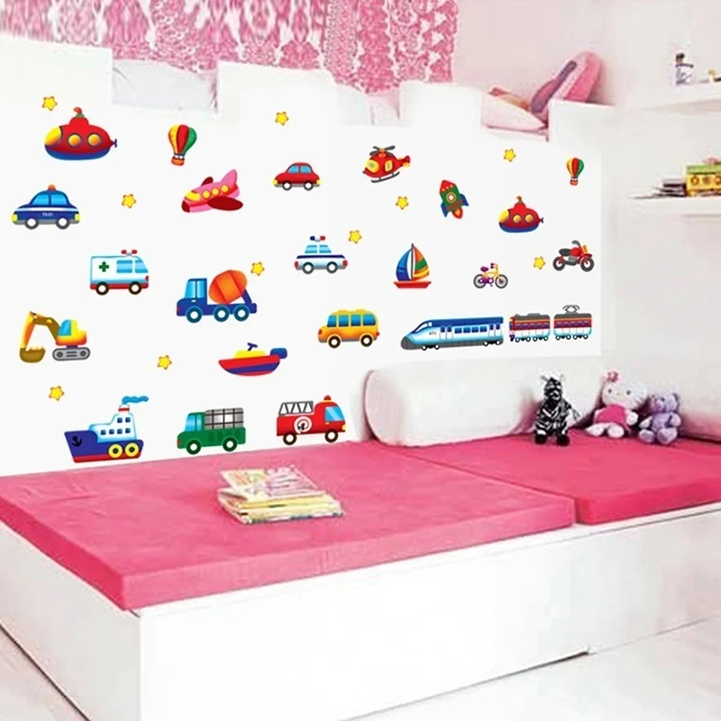 Cartoon Cars Tractor Truck Stickers Wall Stickers Kids Room Decoration Diy Car Art Children Gift Scrapbooking Stickers