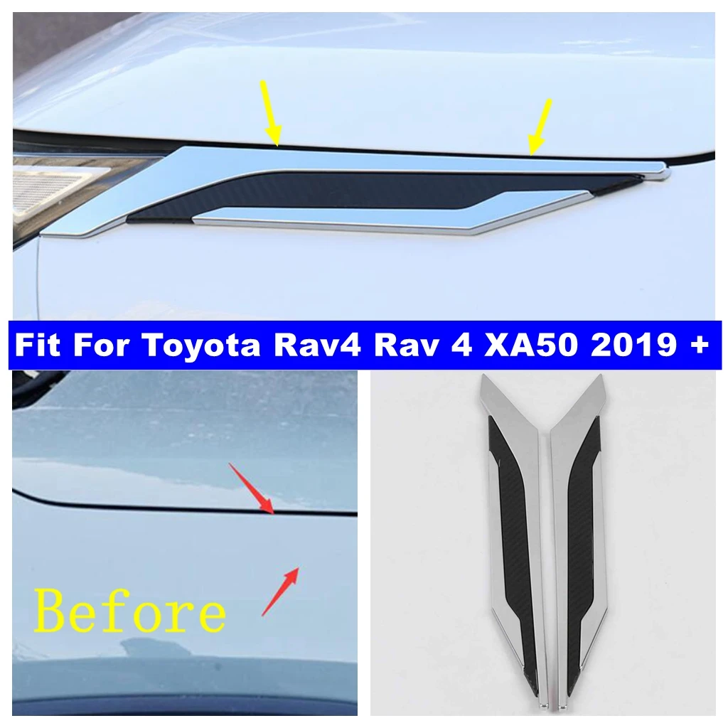 

Front Head Lights Lamp Eyelid Eyebrow Cover Trim ABS For Toyota RAV4 2019 - 2023 RAV 4 XA50 Hybrid Shiny / Black Car Accessories