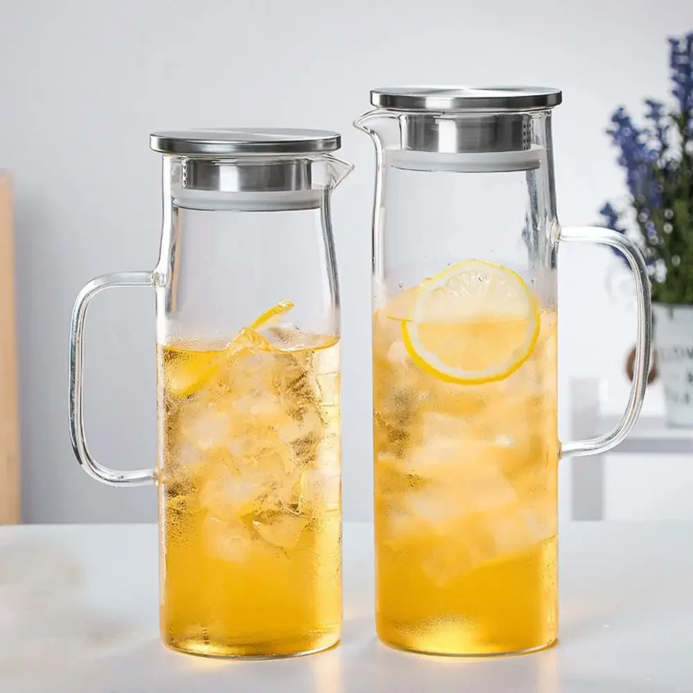 1/1.2/1.5L Transparent Summer Glass Teapot Heat-Resistant Large Capacity Flower Tea Set Clear Removable Filter Cold Water Kettle