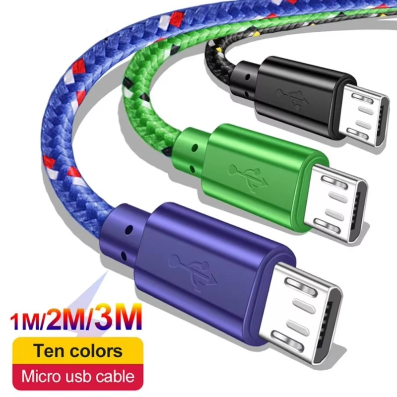 

1/2pcs Micro USB Cable 0.5/1/2/3m Data Sync USB Charger Cable For Huawei Xiaomi Phone Nylon Braided Microusb Cables
