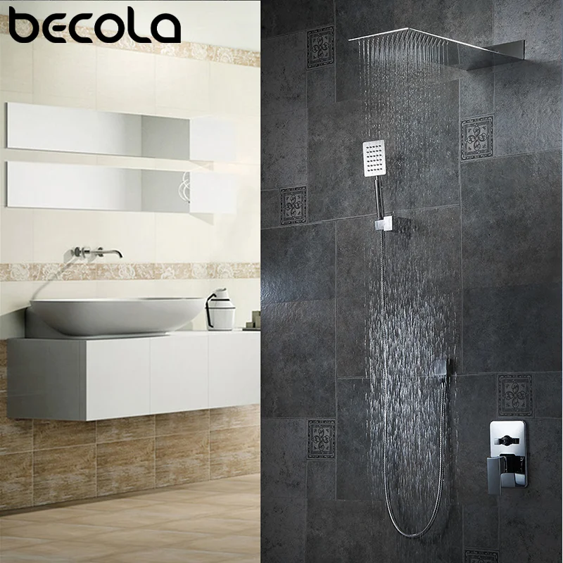 

Bathroom Wall Mounted Hot And Cold Water Shower Set Luxury New Rainfall Shower Set Faucet Becola B-9906 Free Shipping