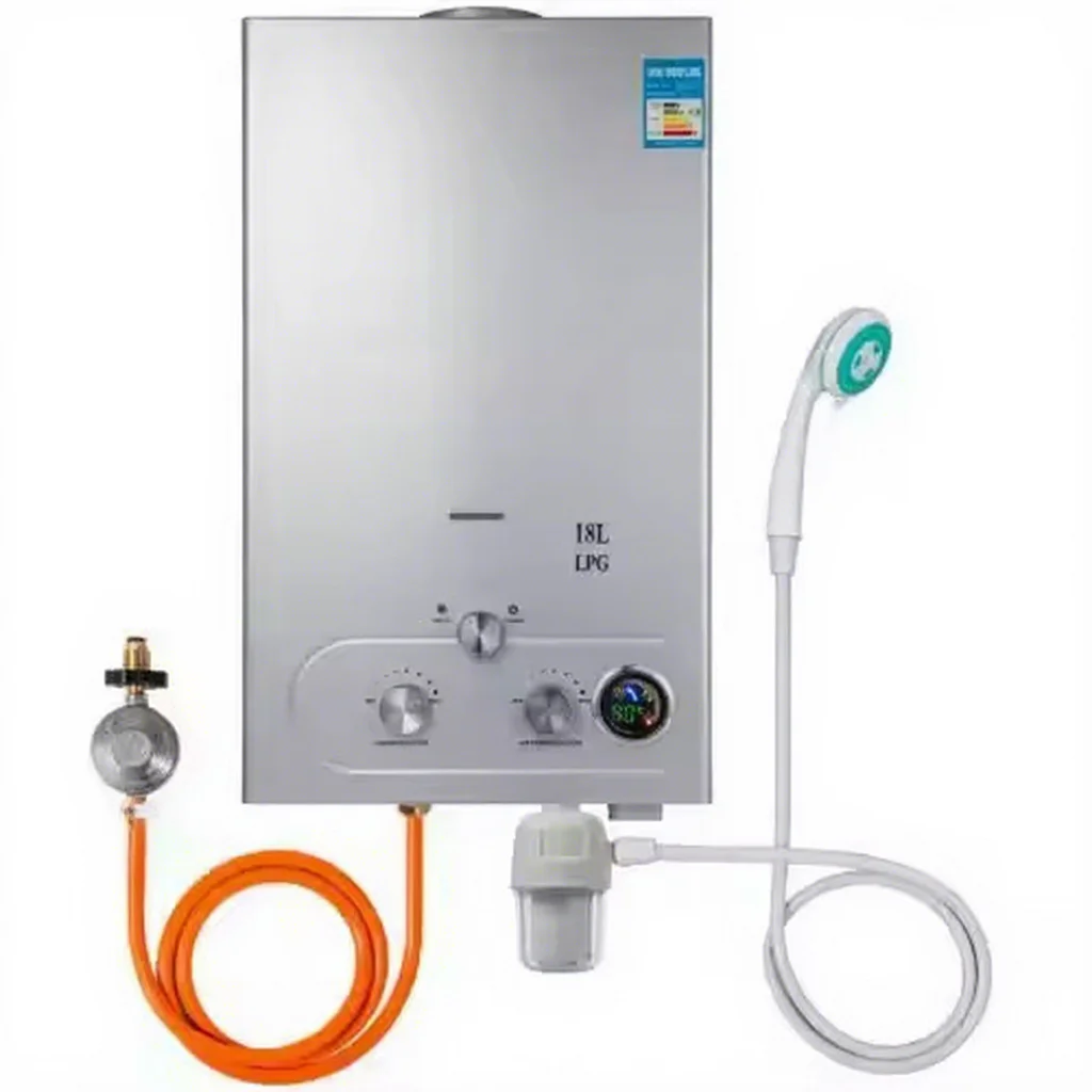 Portable 6L Digital Display Gas Water Heater Electronic Ignition Stainless Steel Housing Class Energy Efficiency RV Car Outdoor
