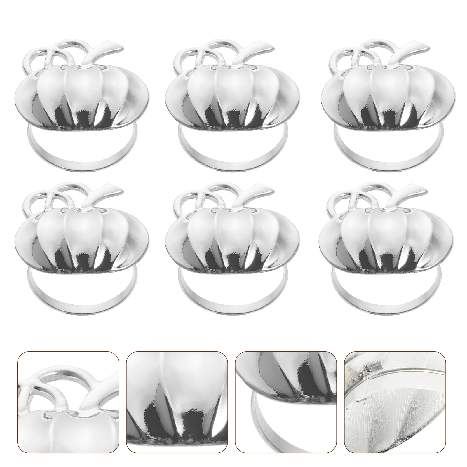 

6Pcs Halloween Napkin Buckles Pumpkin Design Table Decors Alloy Napkin Rings for Festival Party Hotel Supplies Elegant Warm