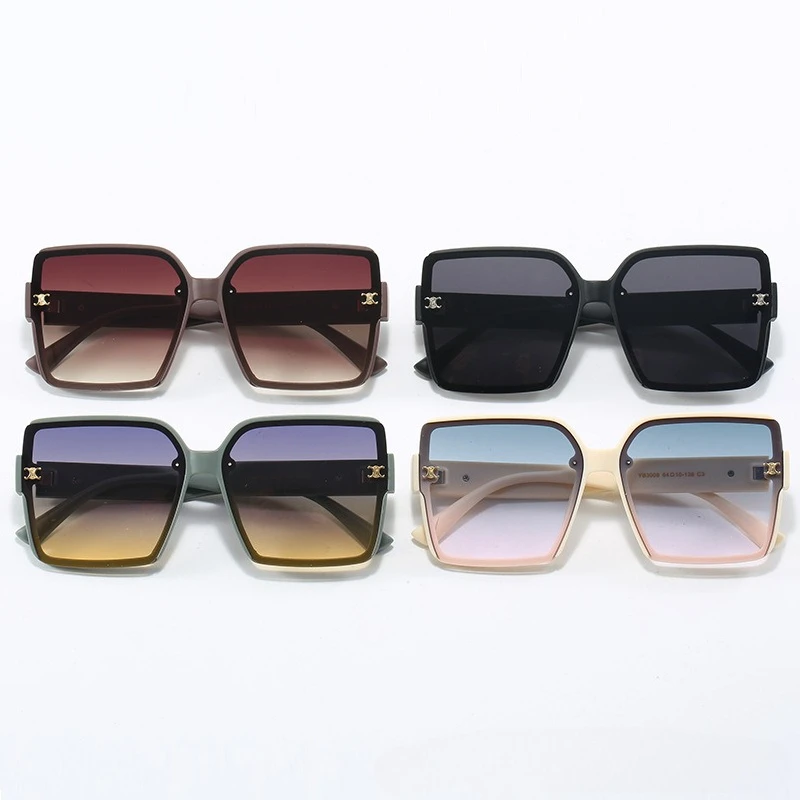2025 Новые модные квадратные солнцезащитные очки — большая оправа с кожаным дизайном ног, женские трендовые солнцезащитные очки с защитой UV400
