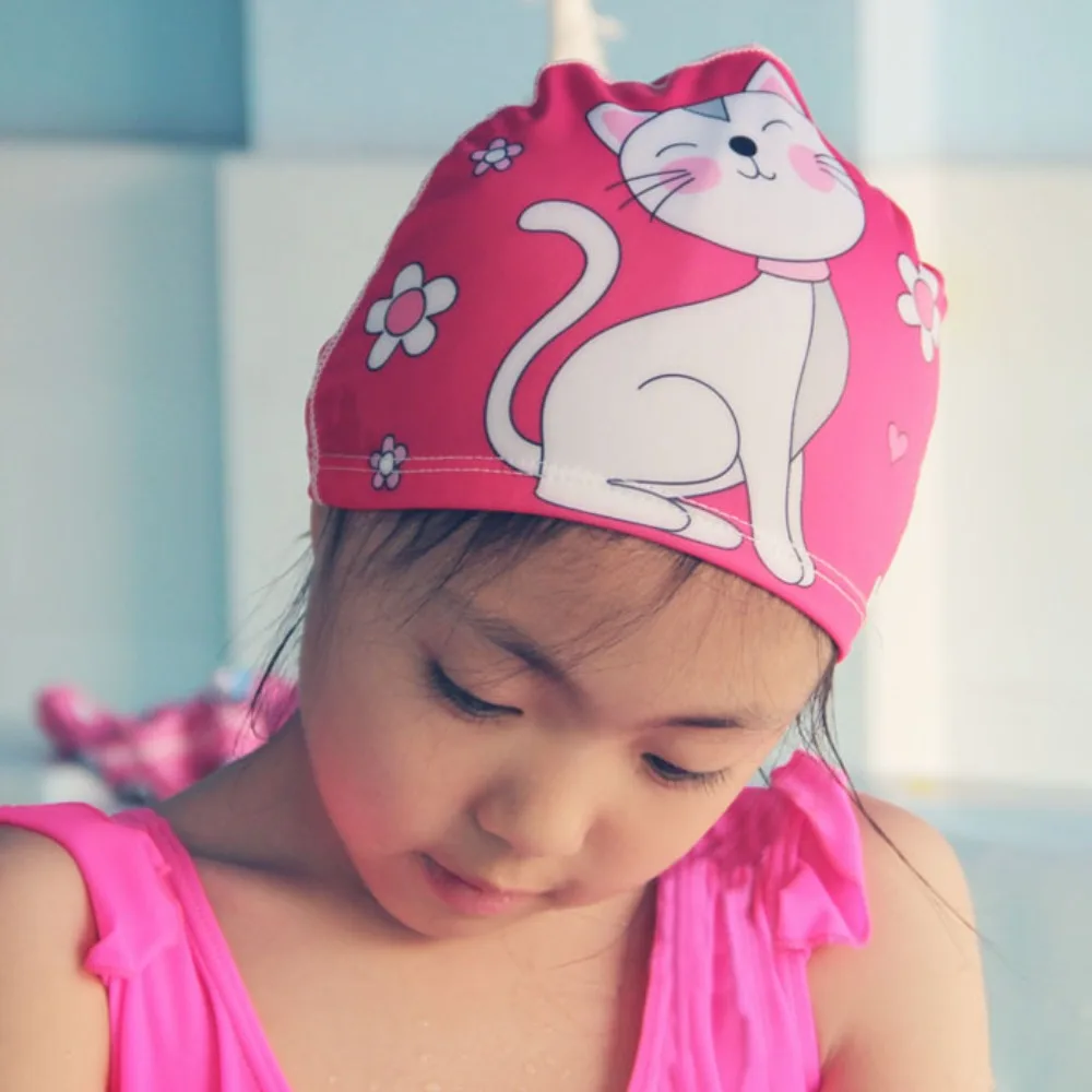 

New Cute Cute Cartoon Children Swimming Cap Cartoon Waterproof Swim Caps Comfortable Pattern Ear Protector Calico Swim Cap