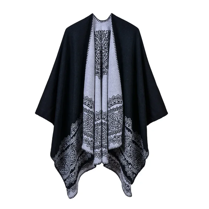 

Women's Lace Classic Wearing Shawl Pastoral Split Cape Ponchos