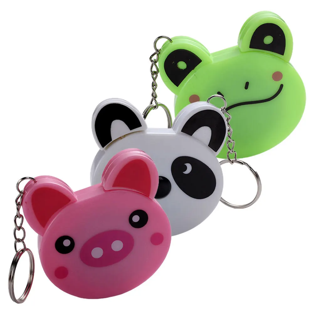 3개입 자동 줄자 동물 키체인 자동 신체 측정 도구 재봉용 유연한 미니 자 가정 사무용품