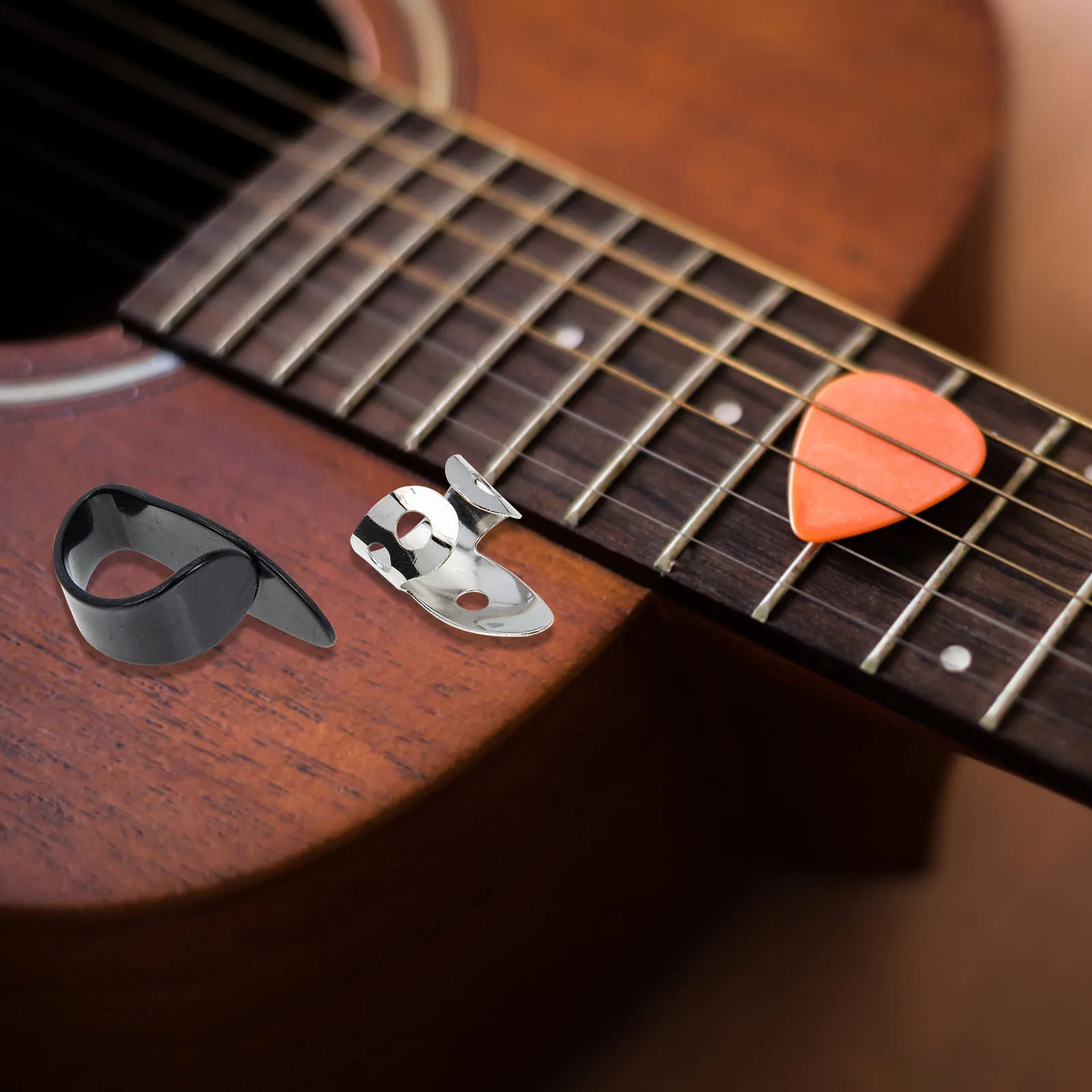 

1 Set Stainless Steel Finger Protector Reusable Durable Metal Finger Picks For Guitar Practice Guitar Accessories