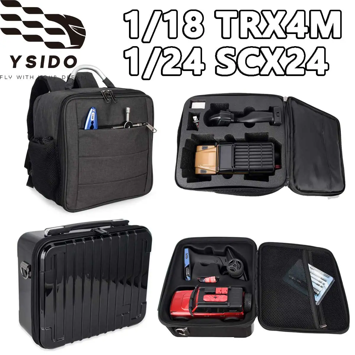 Waterproof RC TRX4M SCX24 Storage Bag Carrying Case Portable Backpack for 1/24 1/18 TRX4M SCX24 Defender Bronco RC Crawler Cars