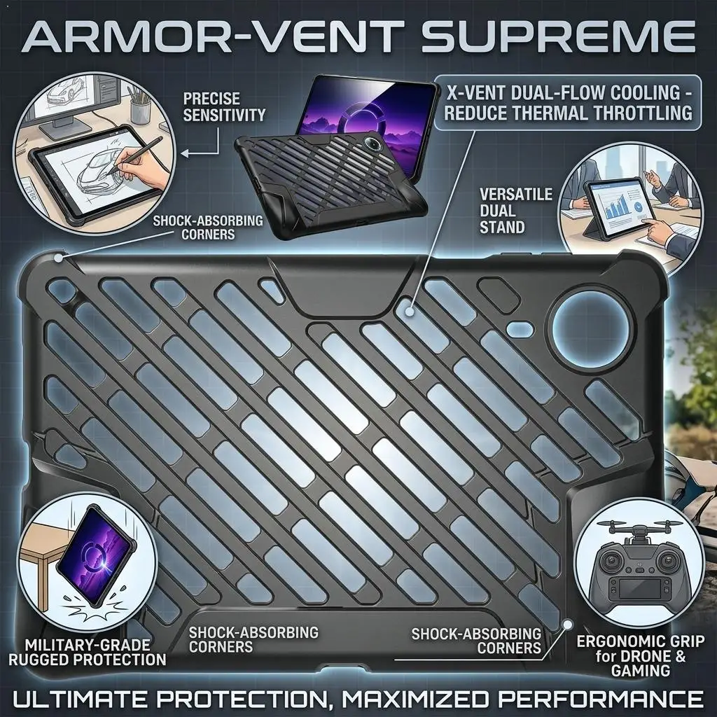TPU Protective Case For Lenovo Legion Y700 Infinite Diagonal Hollow Heat Dissipation Anti‑Slip Gaming Grip Shockproof Raised