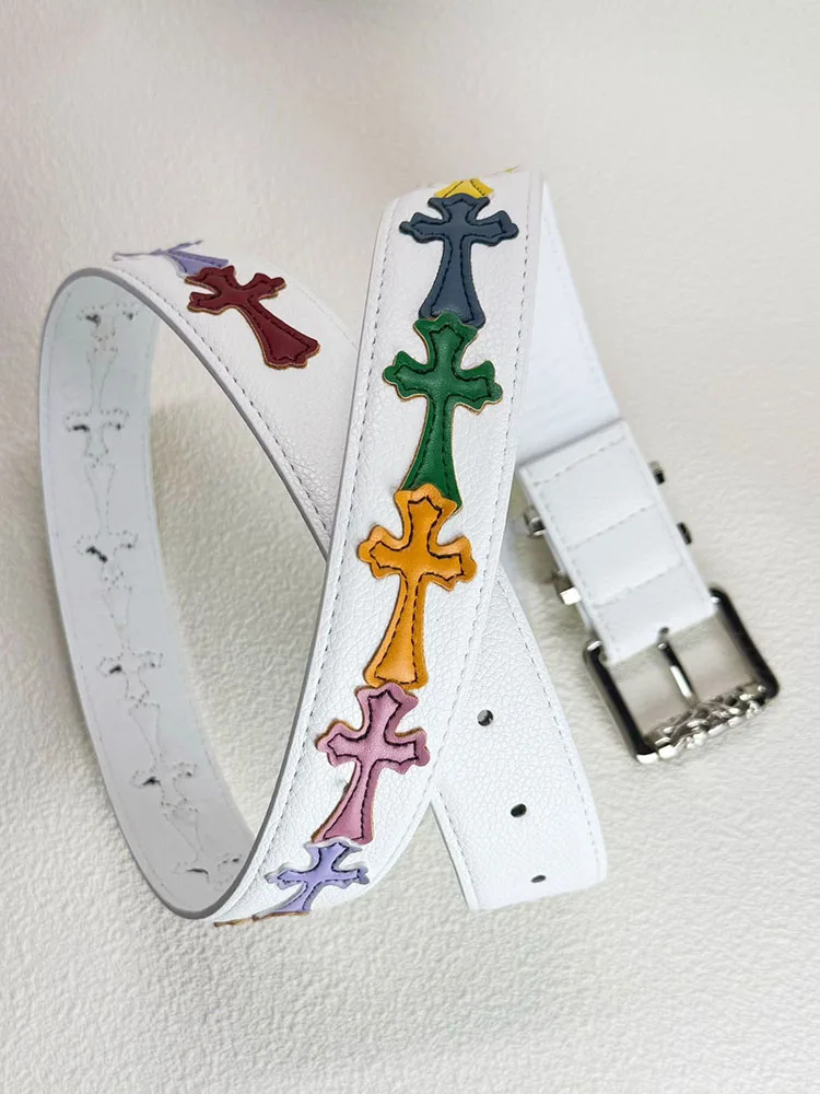 القوطية Y2K النساء الرجال أحزمة العلامة التجارية الفاخرة القوطي السيدات الهيب هوب الشرير برشام الهيكل العظمي طباعة حزام خصر الجينز زنار