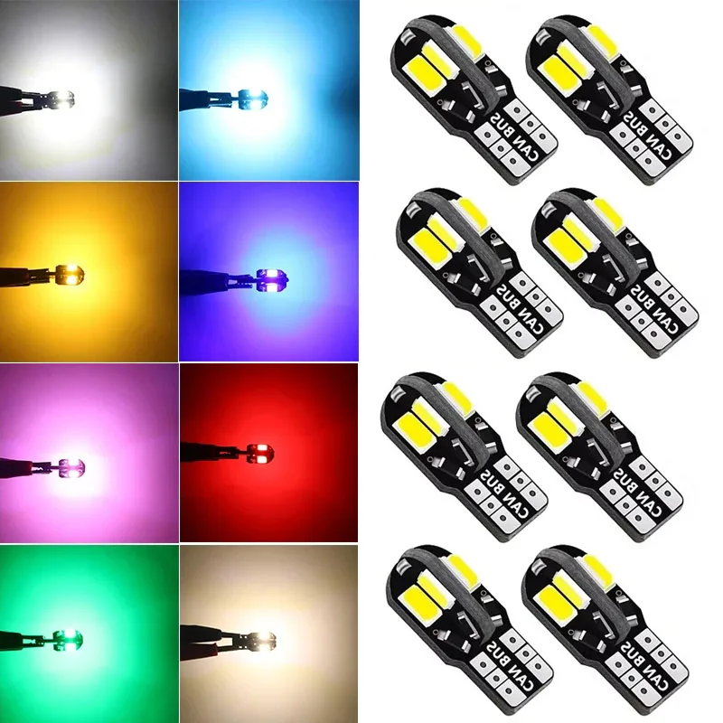 T10 سيارة مصباح ليد لمبة W5W LED Canbus لا خطأ السوبر مشرق الداخلية ضوء مصلحة الارصاد الجوية السيارات الأبيض العنبر الأحمر الأخضر القراءة مصباح على شكل قبة #1