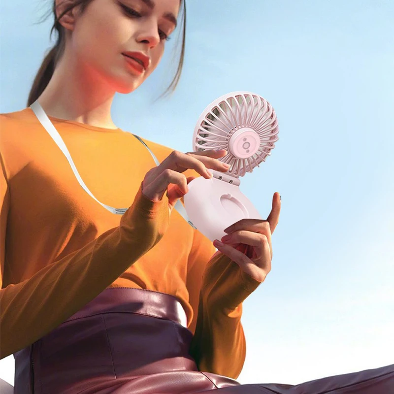

Summer Mini Fan for Neck USB Rechargeable Foldable Fan 3 Speed Strong Wind Desk Portable Air Cooler,for Camping
