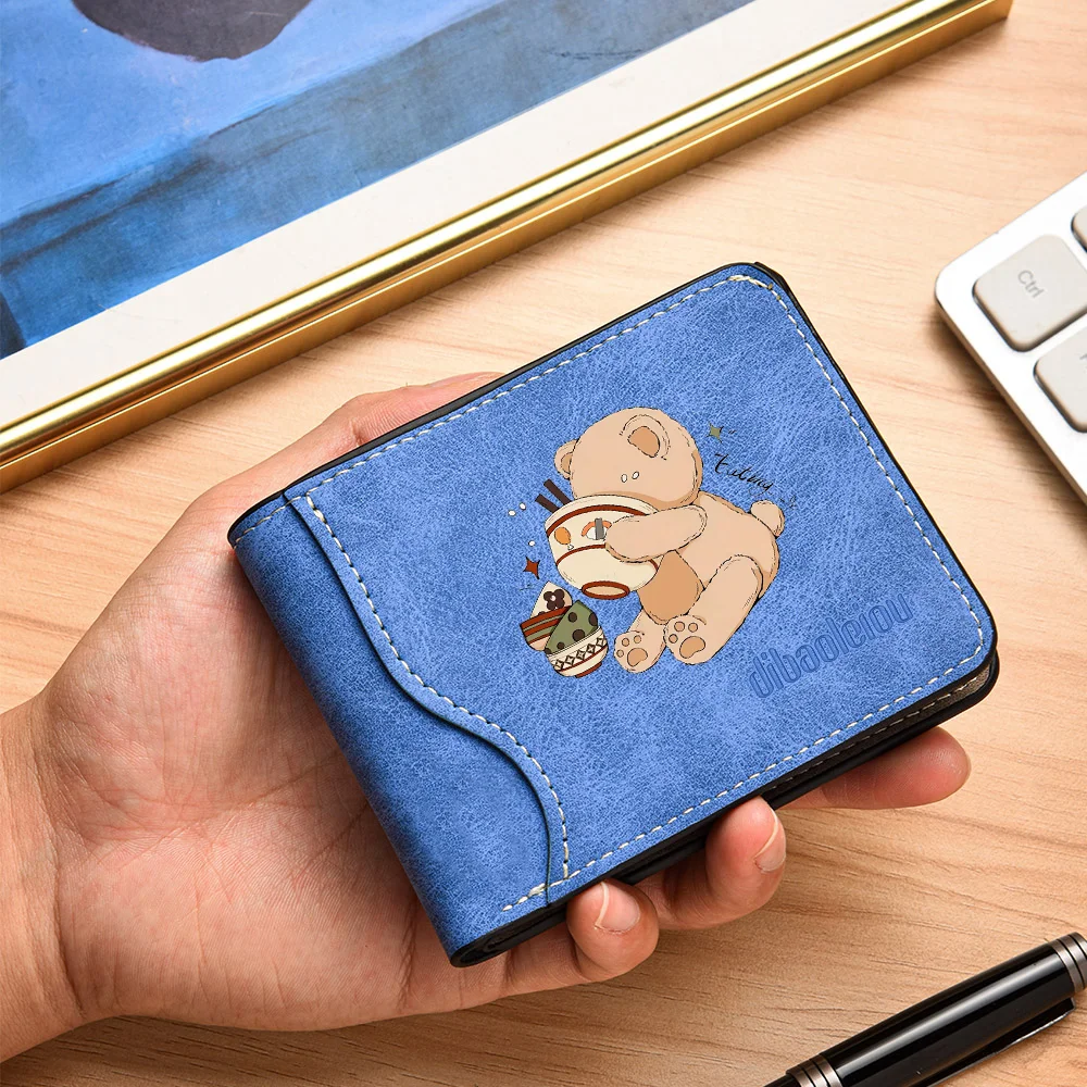 New Short-style Men's Wallet with Ultra-thin and Minimalist Design Featuring Cartoon Print Pattern - Fashionable Men's Wallet