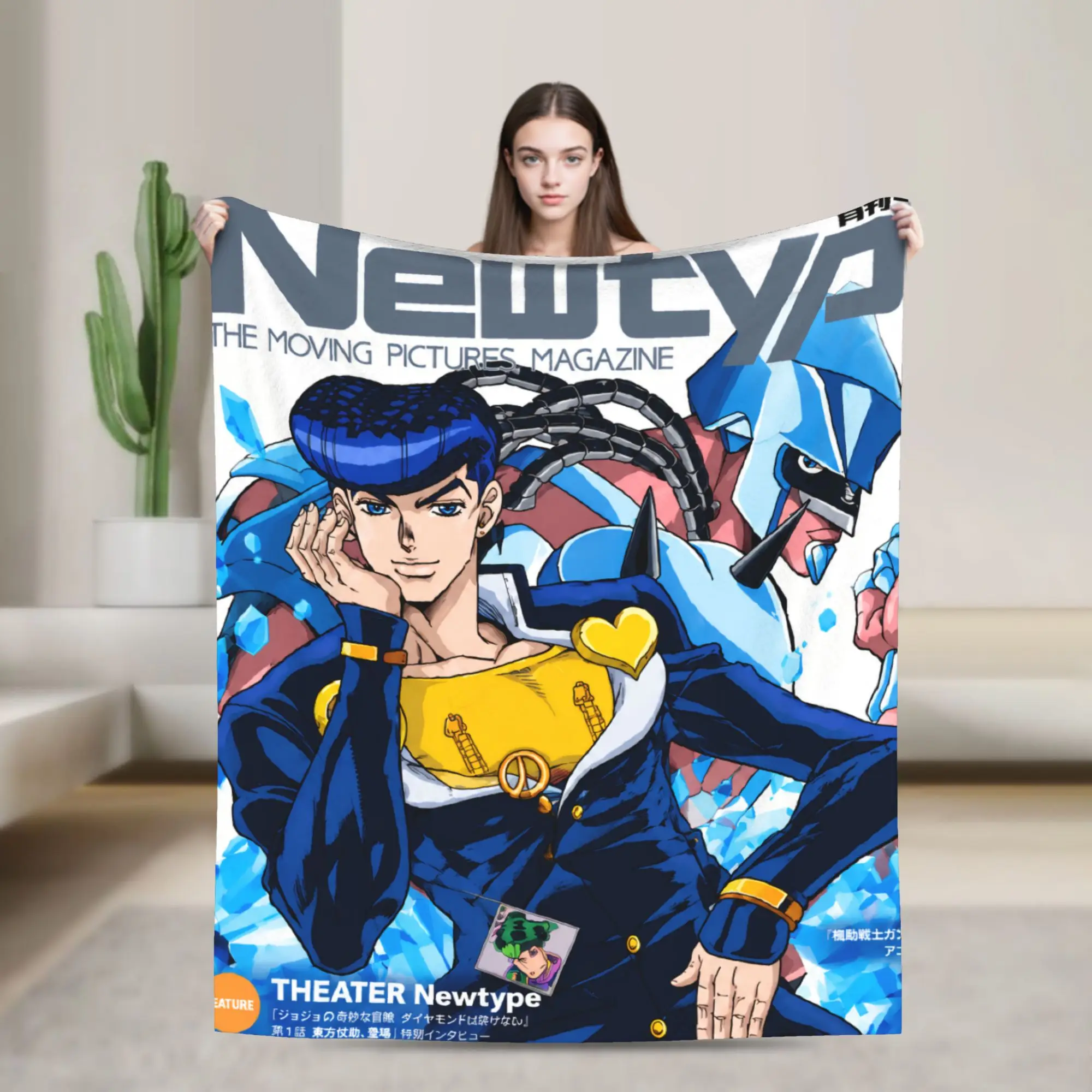JoJos Bizarres Adventures Knitted Blankets Coral Fleece Plush Anime Manga Thin Throw Blanket for Home Couch Bedspread
