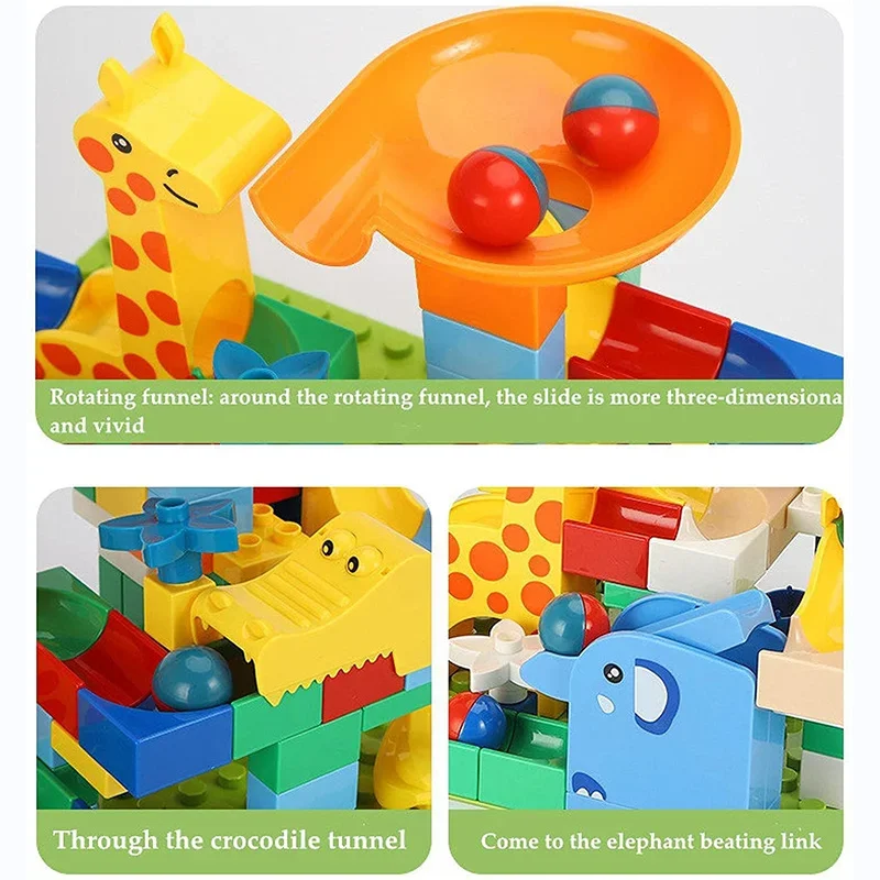 Run Marble Race Große Blöcke Größe Labyrinth Ball Track Bausteine Kunststoff Trichter Rutsche Puzzle Rennstrecke DIY Kompatible Steine
