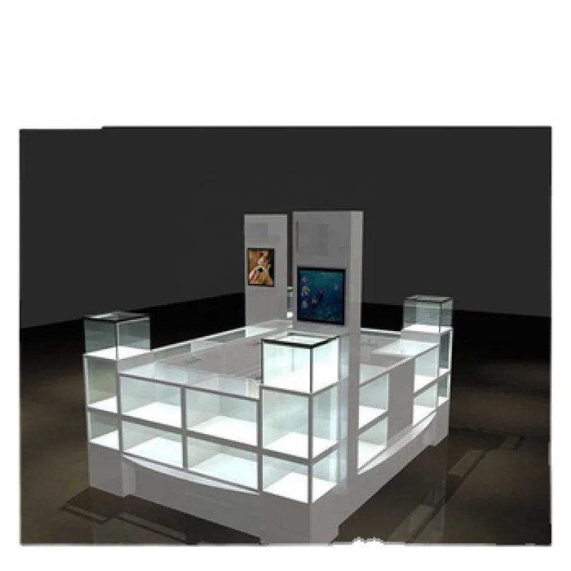 custom.Lishi Elegant Glass Jewelry Counter Showcase Unique Jewelry Display Cabinet Mall Jewelry Kiosk For Sale